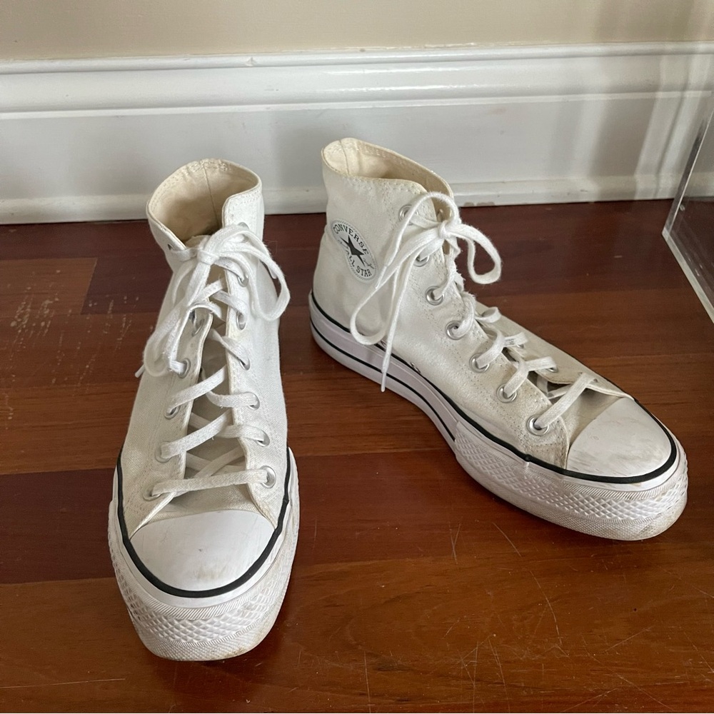 White Platform Converse High Top Sneakers